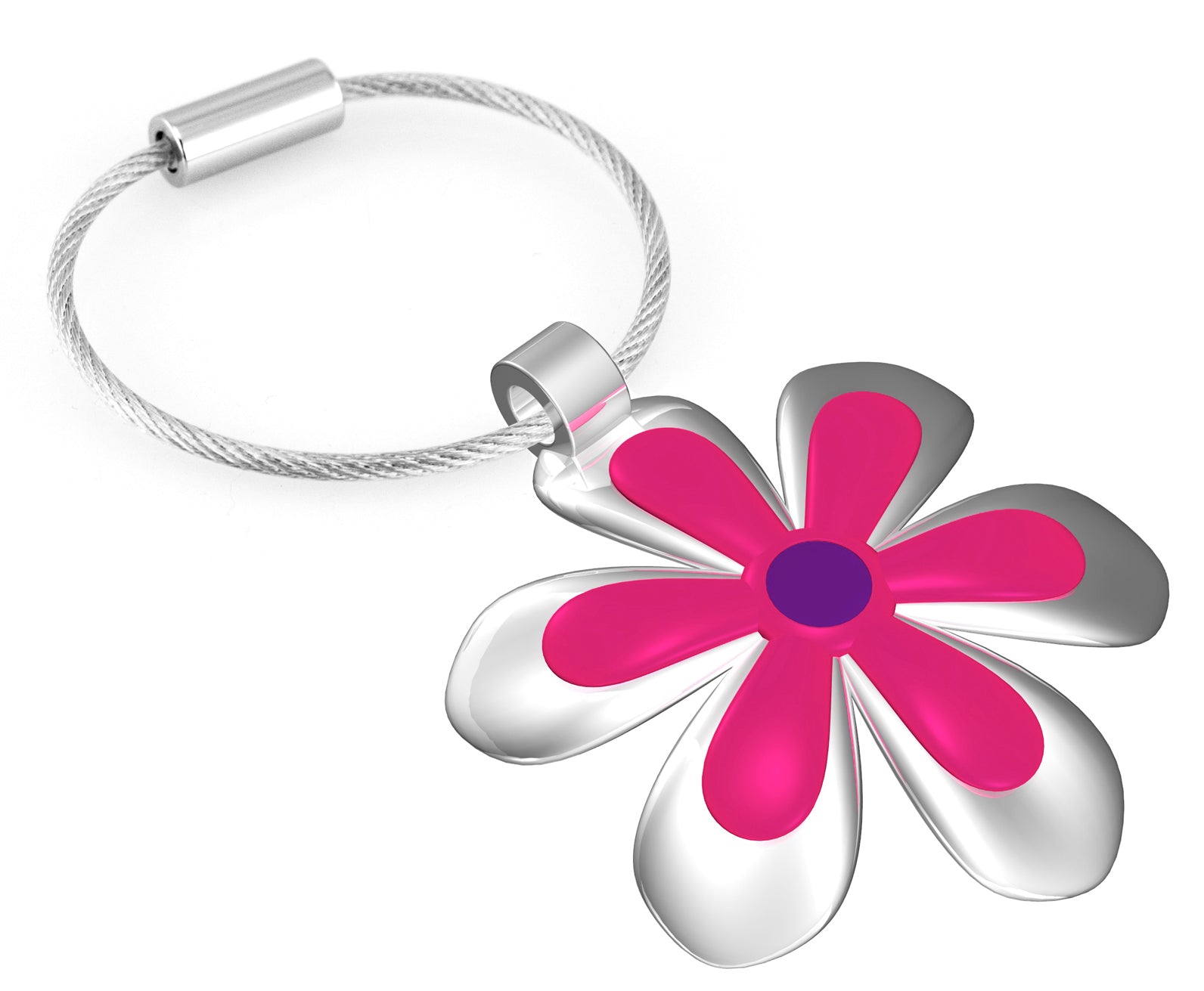 Schlüsselanhänger, silberne Blume