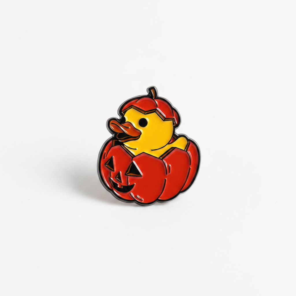 Gelbe Ente Kürbis-Anstecknadel