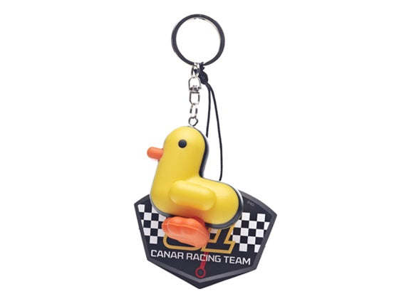 Racer yellow duck keychain