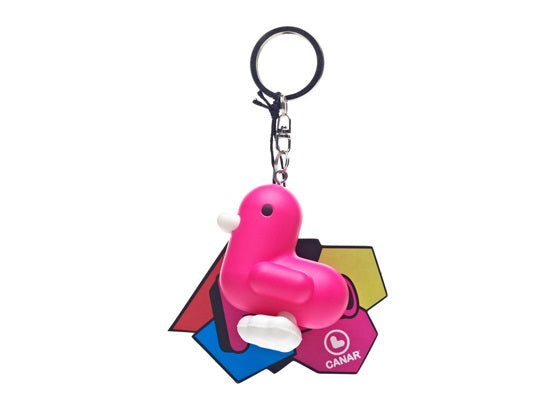 Fluo pink duck keychain