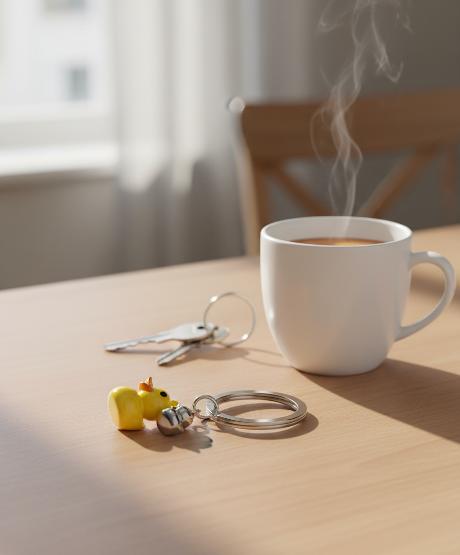 Gele eendensleutelhanger