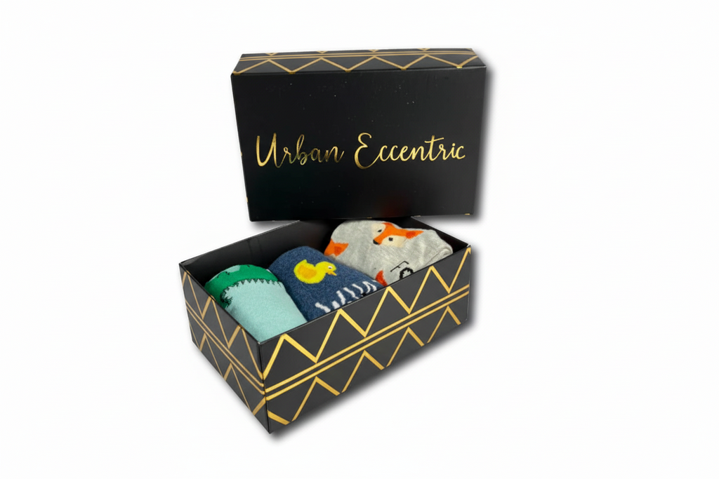 Socken-Set mit Tiermotiven – Ente, Fuchs und Dinosaurier
