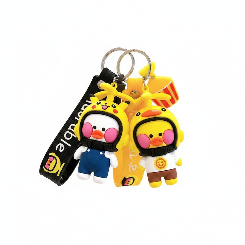 Porte clés Canard avec Casque Kawaii
