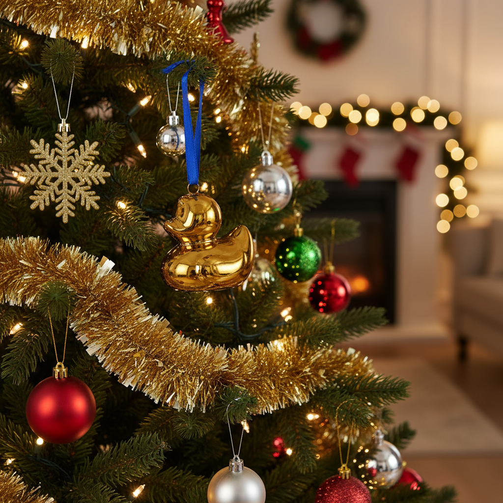 Goldene Ente Weihnachtsdekoration