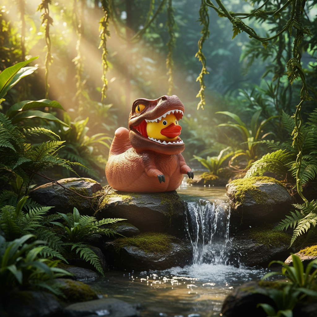 Braune T-Rex-Dinosaurier-Ente