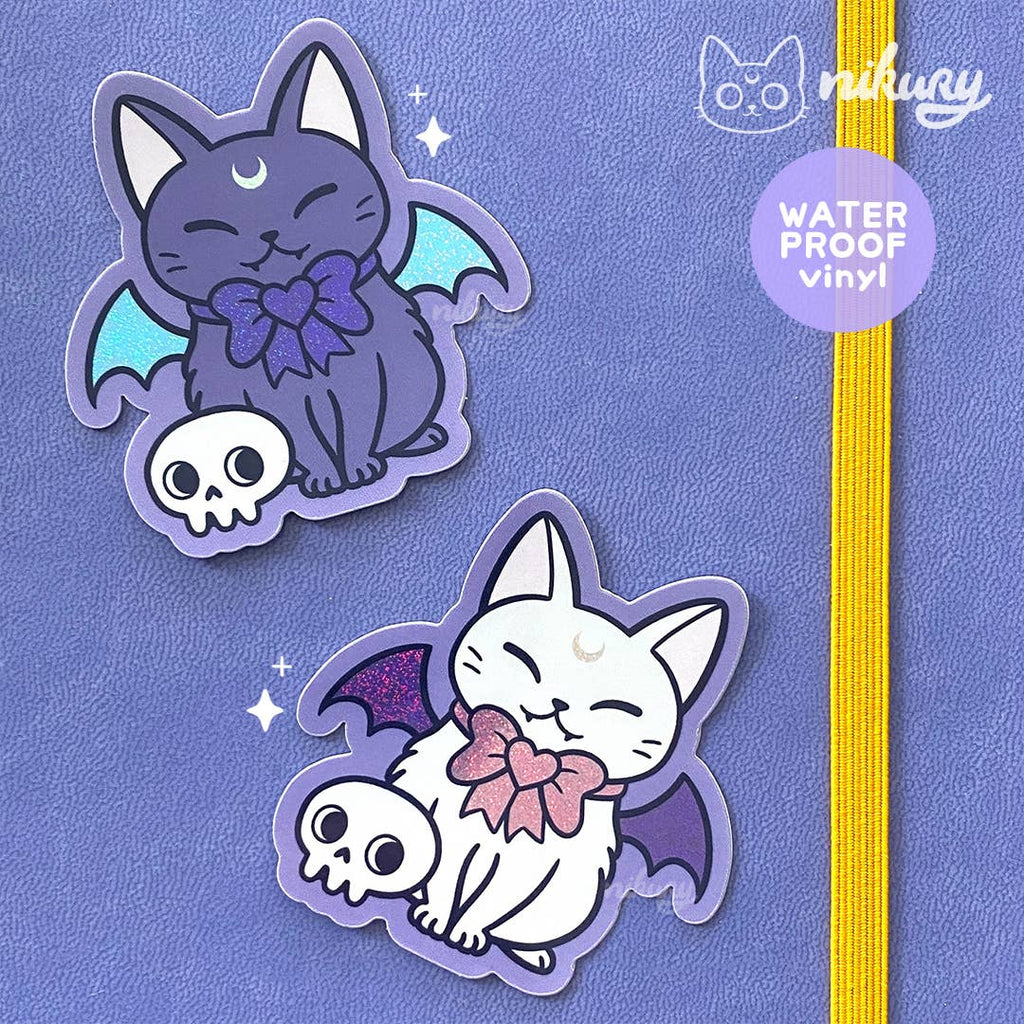 Autocollants Glitter Chat Chauve-souris Meowgical