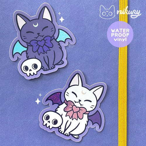 Autocollants Glitter Chat Chauve-souris Meowgical