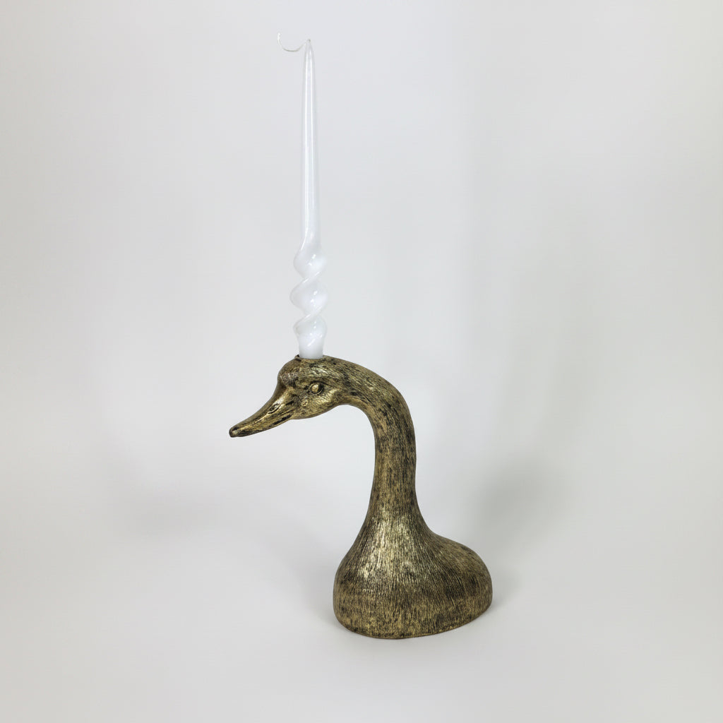Antiker Teelichthalter "Entenkopf" in Gold