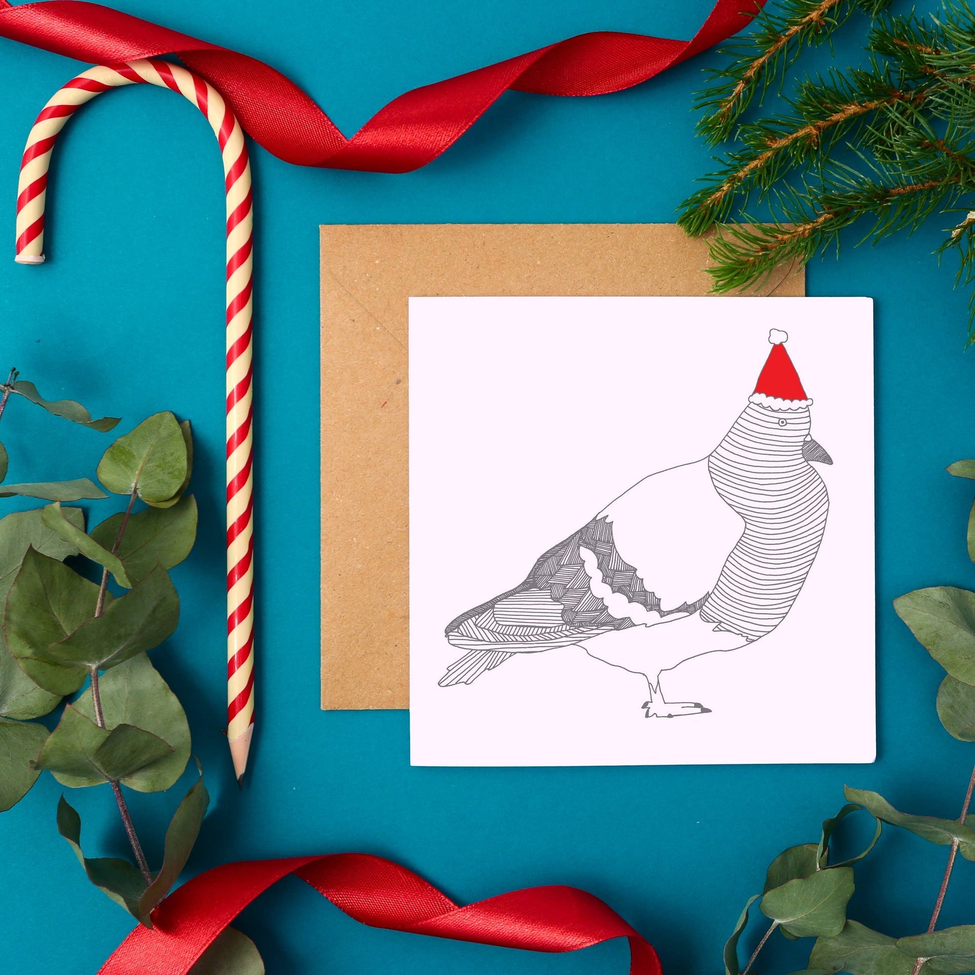 Carte de vœux Pigeon de Noël