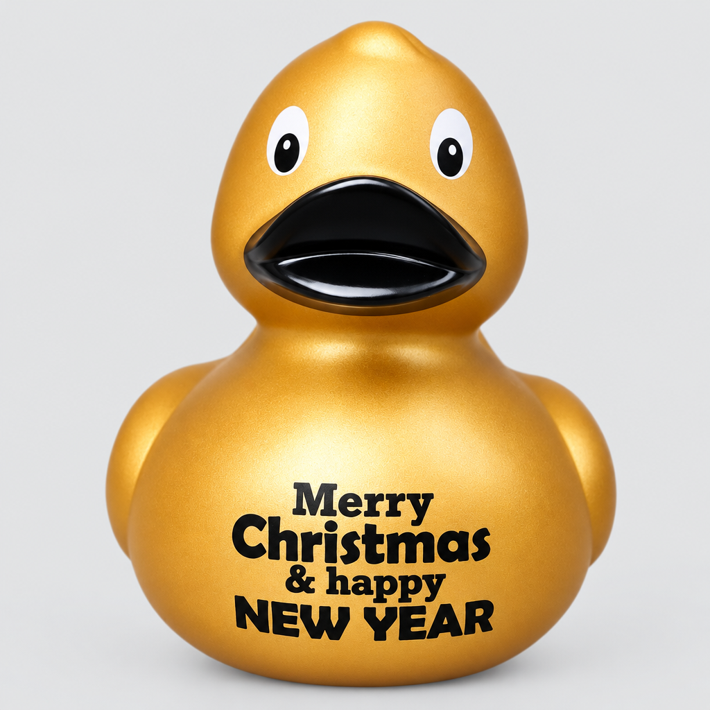 Canard "Merry Christmas & Happy New Year" - Doré