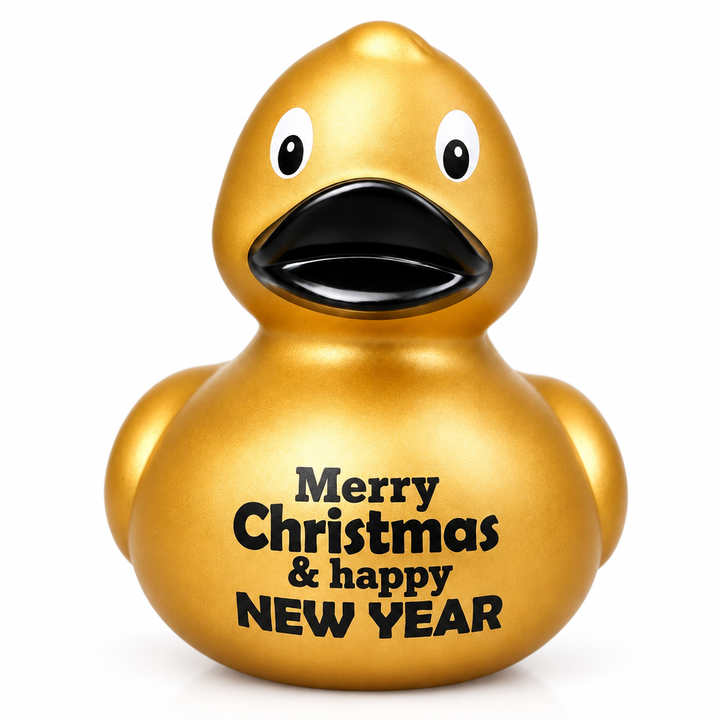 Canard "Merry Christmas & Happy New Year" - Doré