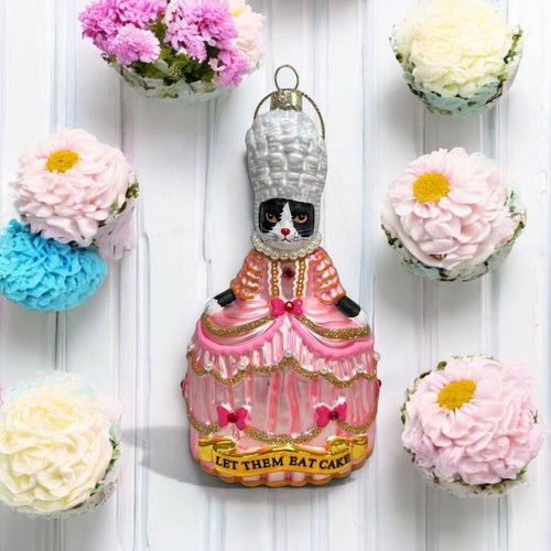 Boule de Noël Chat Tuxedo Marie Antoinette “Let Them Eat”