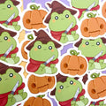 Autocollant Grenouille Citrouille