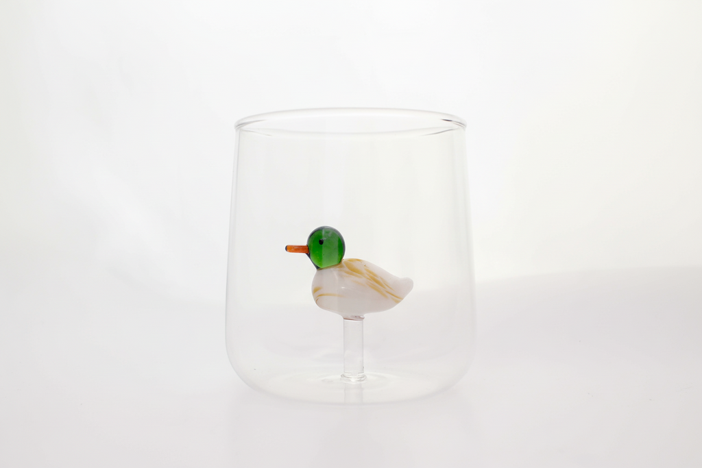Glass with 3D Mallard Duck