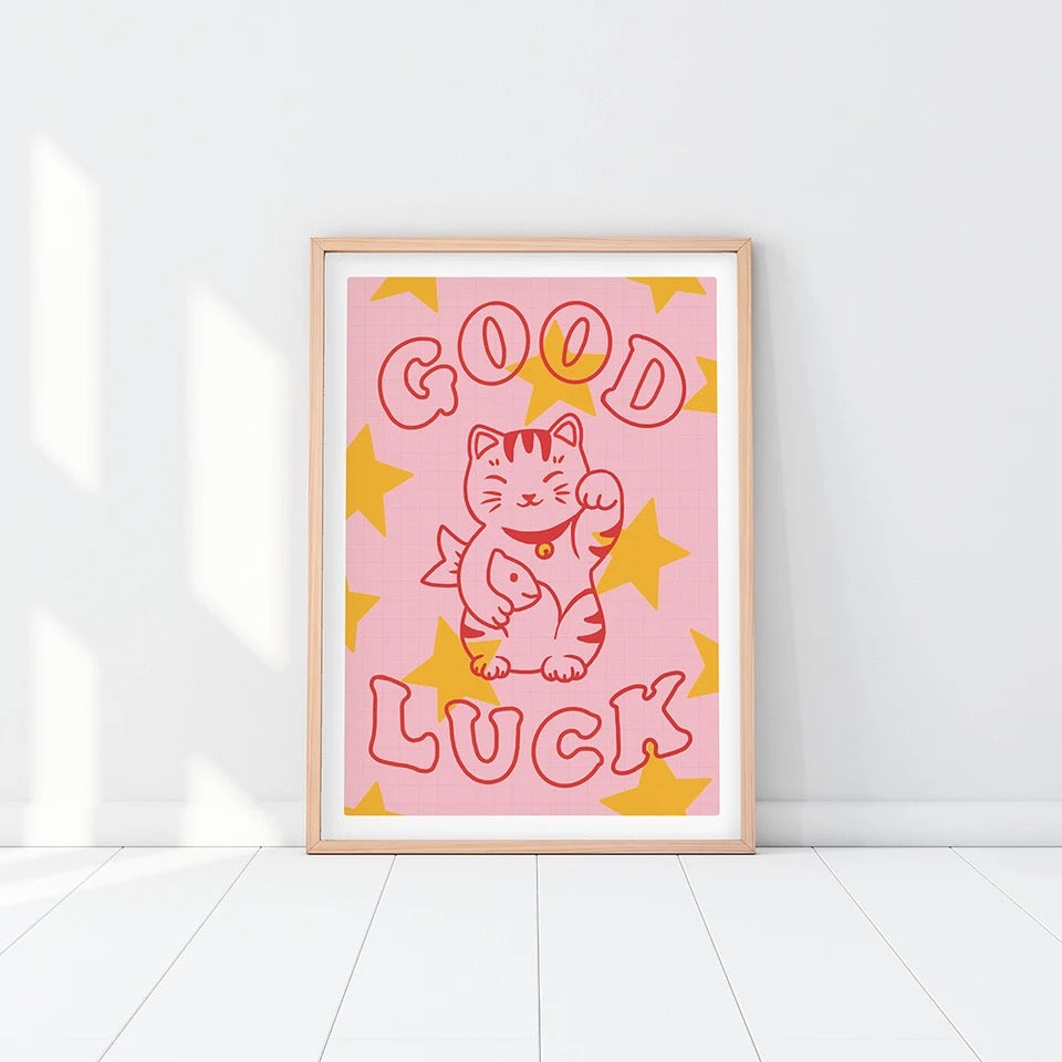 Artprint Chat Chanceux Good Luck