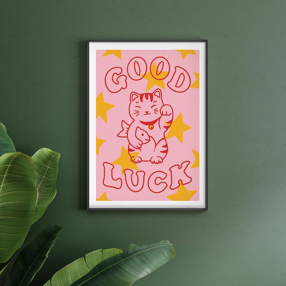 Artprint Chat Chanceux Good Luck