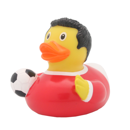 Red footballer duck