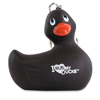 Zwarte eend sleutelhanger "I wrijf mijn duckie"