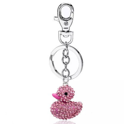 Rhinestone Duck Key Ring