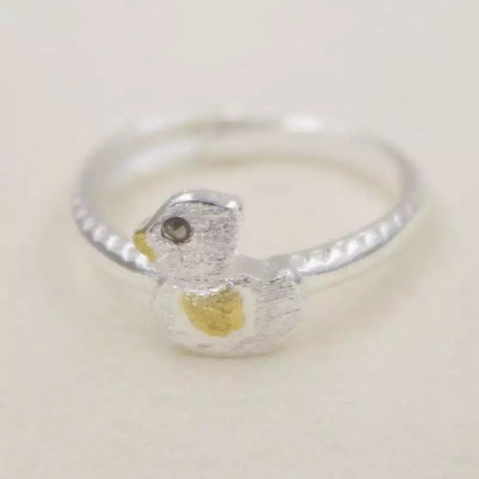 Silver duck ring
